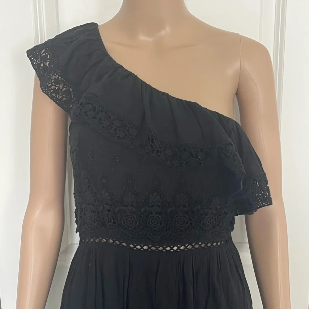 Loveshackfancy black one shoulder embroidered sun dress - Picture 2 of 6